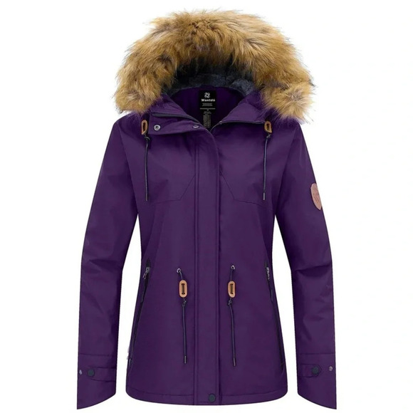 NWT Wantdo Women's Skiing Jacket Waterproof Winter Coat Padded Raincoat Purple - Picture 1 of 7